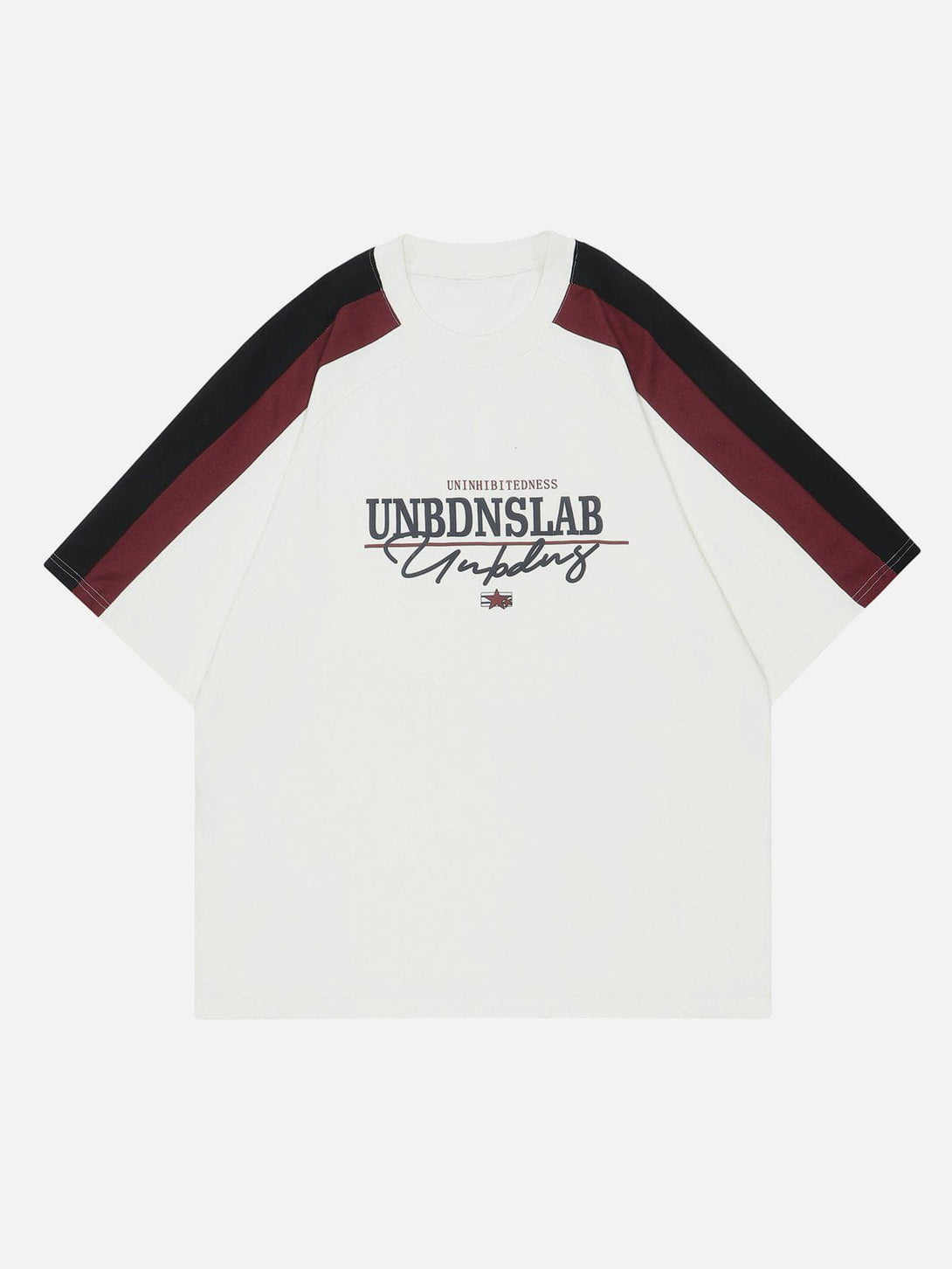 Majesda® - UNBDNSLAB Printed Stitching Tee- Outfit Ideas - Streetwear Fashion - majesda.com