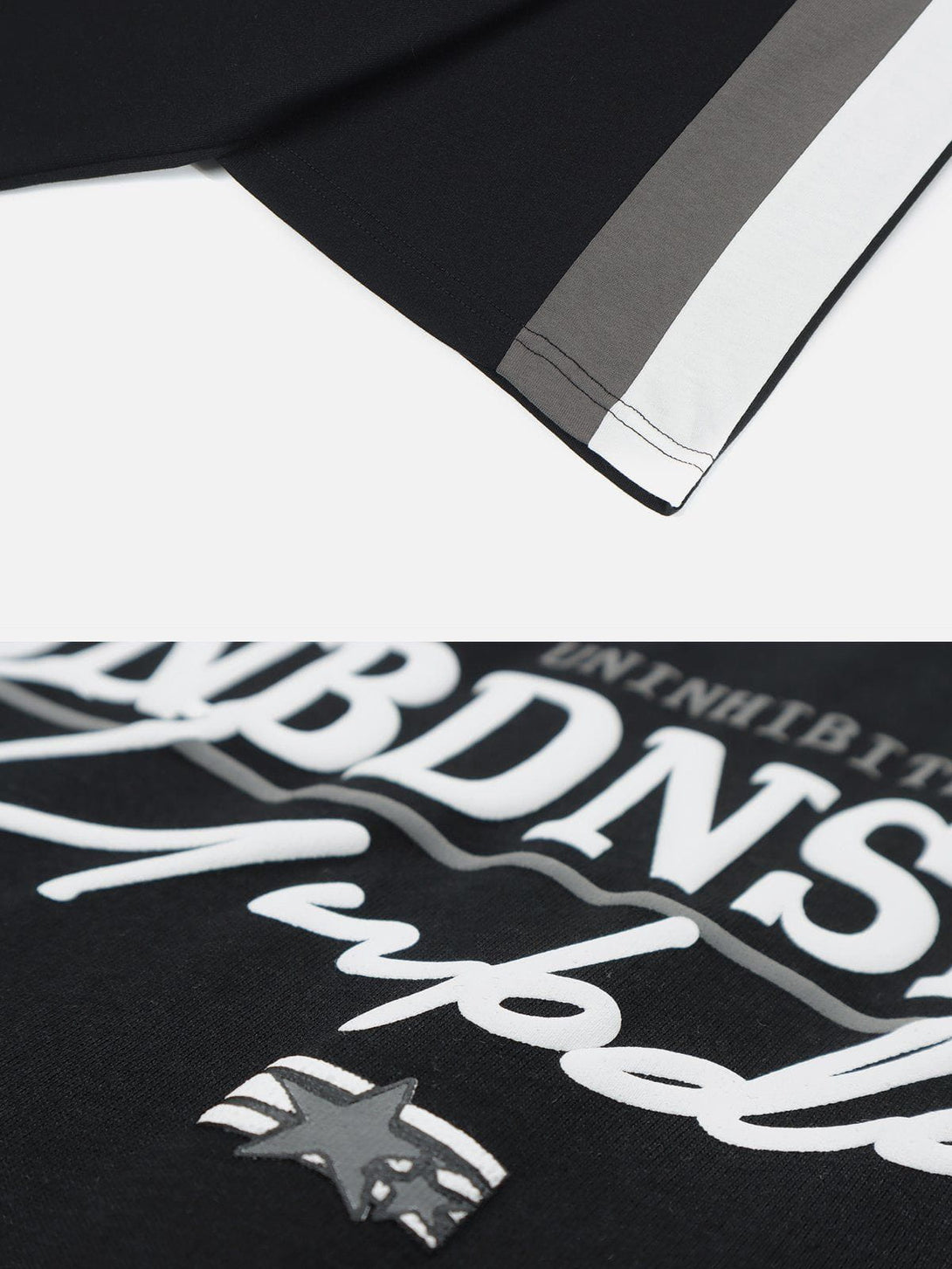 Majesda® - UNBDNSLAB Printed Stitching Tee- Outfit Ideas - Streetwear Fashion - majesda.com