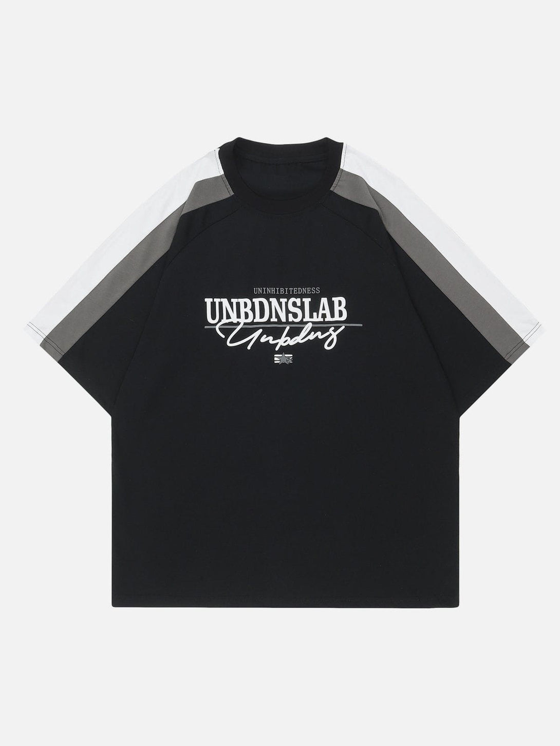 Majesda® - UNBDNSLAB Printed Stitching Tee- Outfit Ideas - Streetwear Fashion - majesda.com