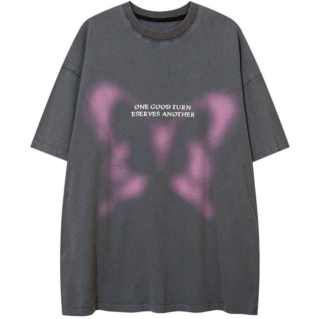 Majesda® - Unreal Butterfly Washed Graphic Tee- Outfit Ideas - Streetwear Fashion - majesda.com