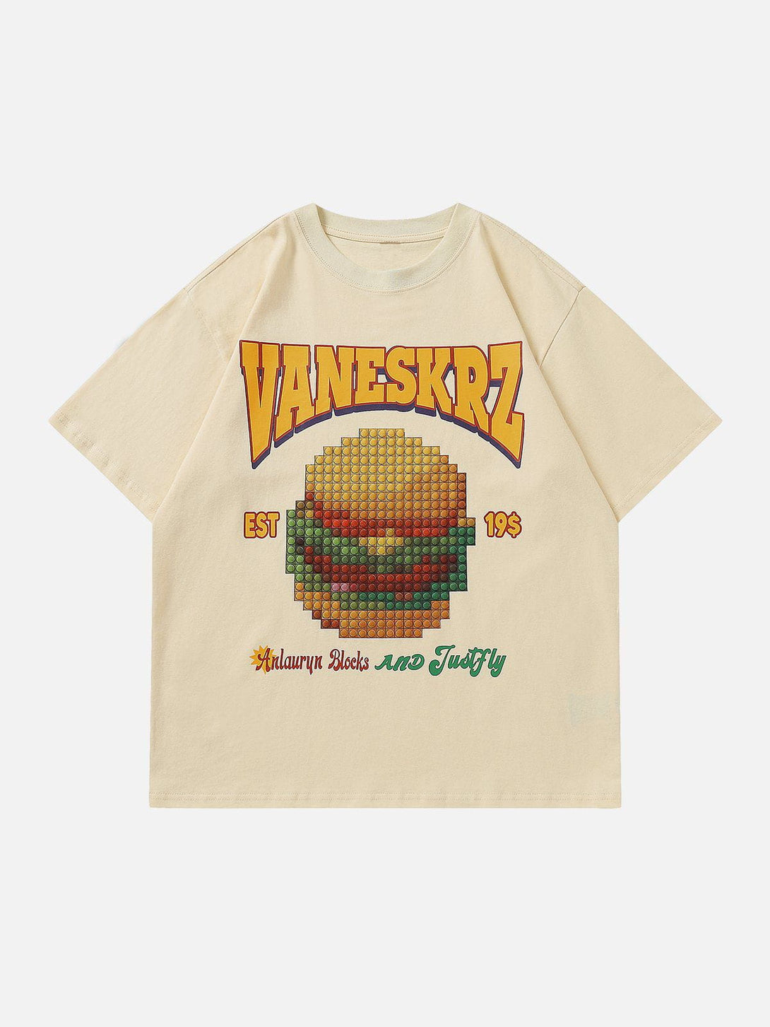 Majesda® - Vintage Burger Print Tee- Outfit Ideas - Streetwear Fashion - majesda.com