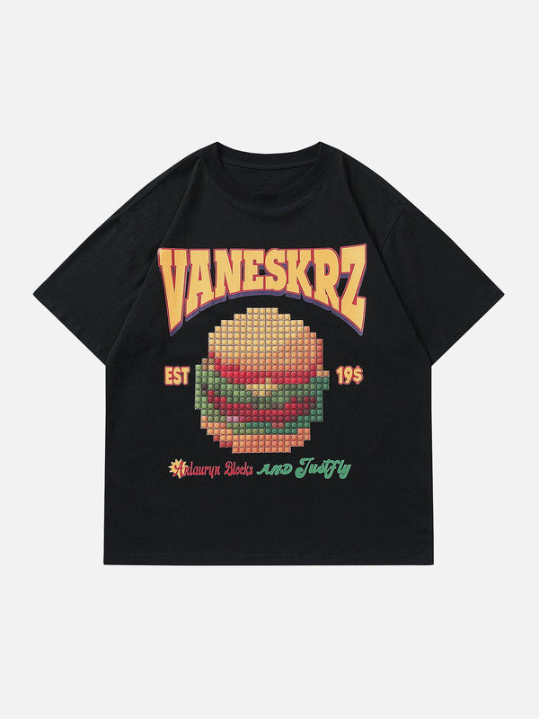 Majesda® - Vintage Burger Print Tee- Outfit Ideas - Streetwear Fashion - majesda.com