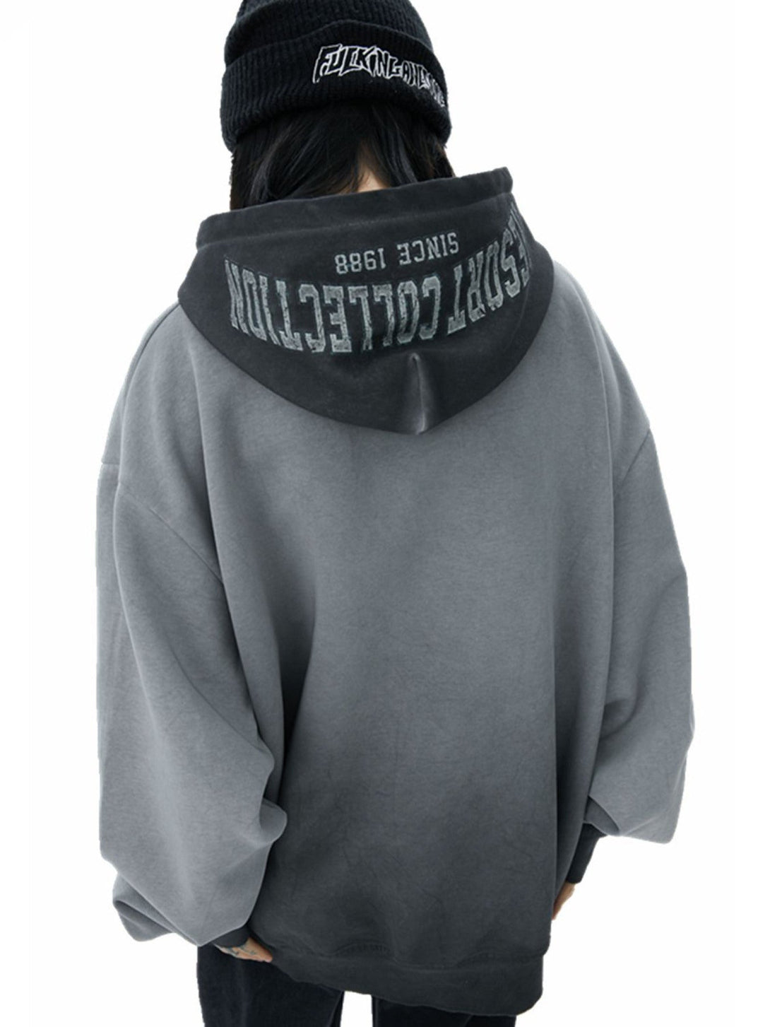 Majesda® - Vintage Gradient Hooded Loose Sweatshirt - 1842- Outfit Ideas - Streetwear Fashion - majesda.com