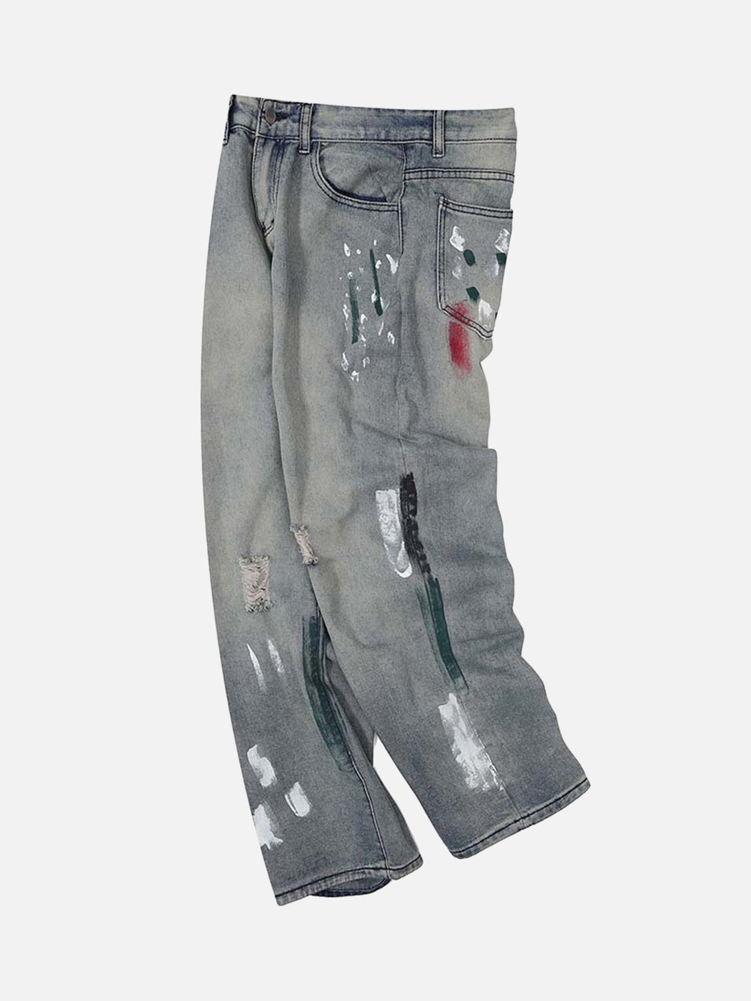 Majesda® - Vintage Ink Splash Washed And Distressed Jeans- Outfit Ideas - Streetwear Fashion - majesda.com