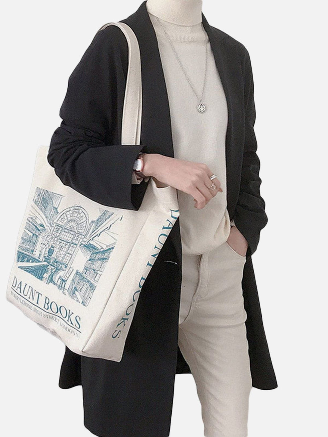 Majesda® - Vintage Print Canvas Bag- Outfit Ideas - Streetwear Fashion - majesda.com