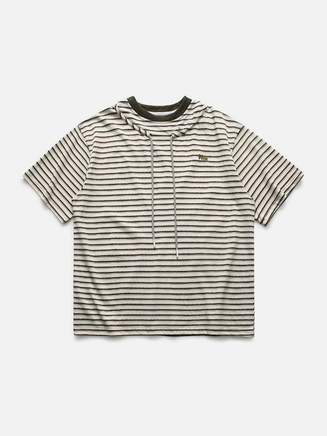 Majesda® - Vintage Stripe Drawstring Tee- Outfit Ideas - Streetwear Fashion - majesda.com