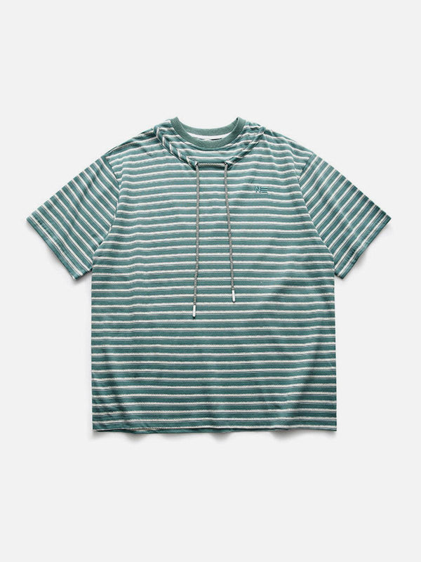 Majesda® - Vintage Stripe Drawstring Tee- Outfit Ideas - Streetwear Fashion - majesda.com