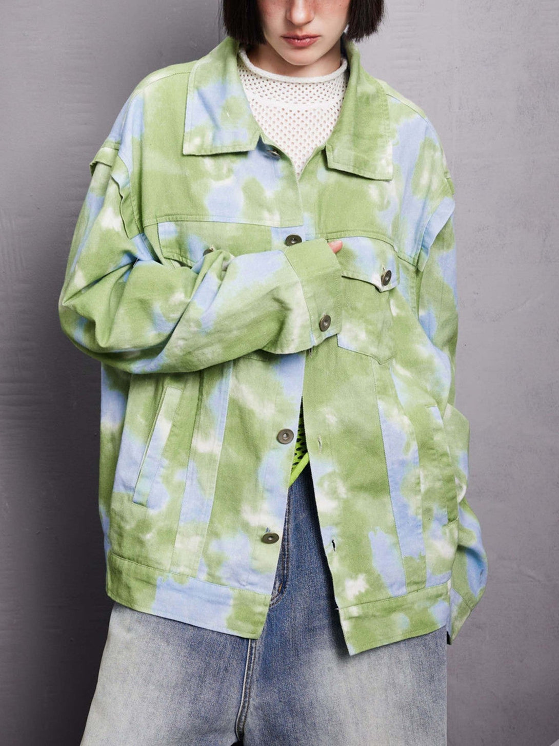 Majesda® - Vintage Tie-dye Denim Jacket- Outfit Ideas - Streetwear Fashion - majesda.com