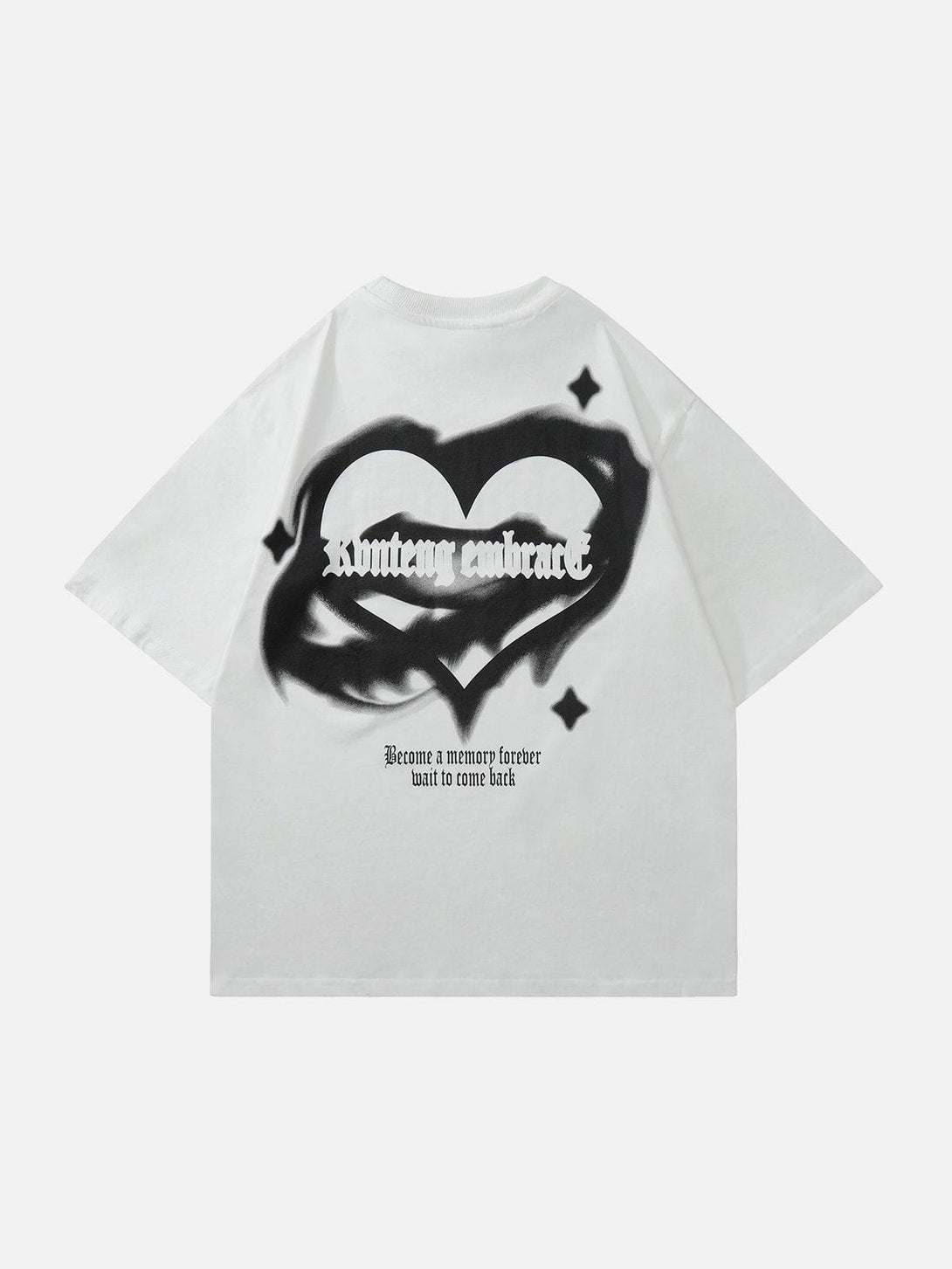 Majesda® - Vintage Washed Irregular Heart Print Tee- Outfit Ideas - Streetwear Fashion - majesda.com