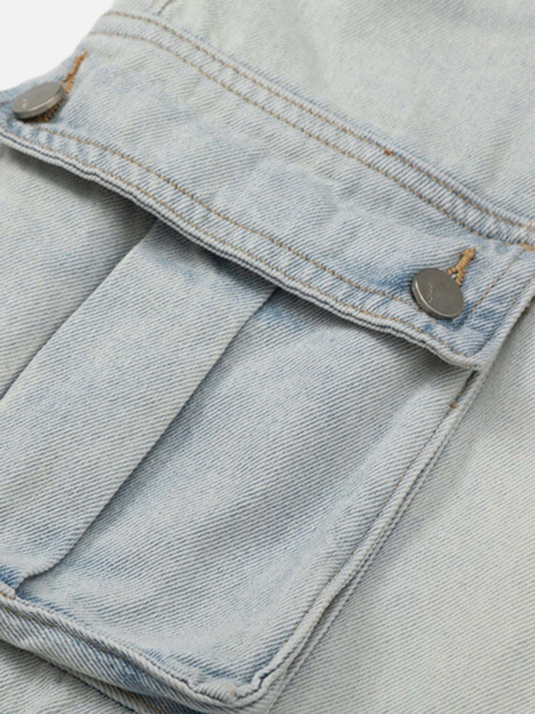 Majesda® - Vintage Washed Multi-pocket Work Jeans- Outfit Ideas - Streetwear Fashion - majesda.com