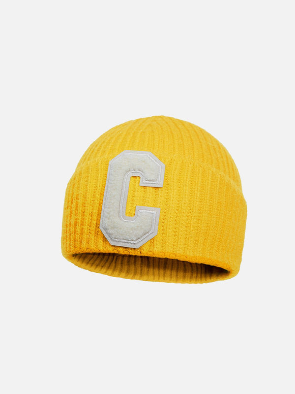 Majesda® - Warm Curled "C" Letter Knitted Hat- Outfit Ideas - Streetwear Fashion - majesda.com