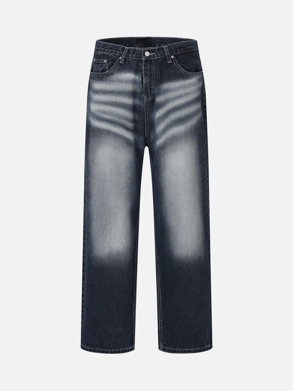 Majesda® - Washed And Creased Wide-leg Jeans - 1979- Outfit Ideas - Streetwear Fashion - majesda.com