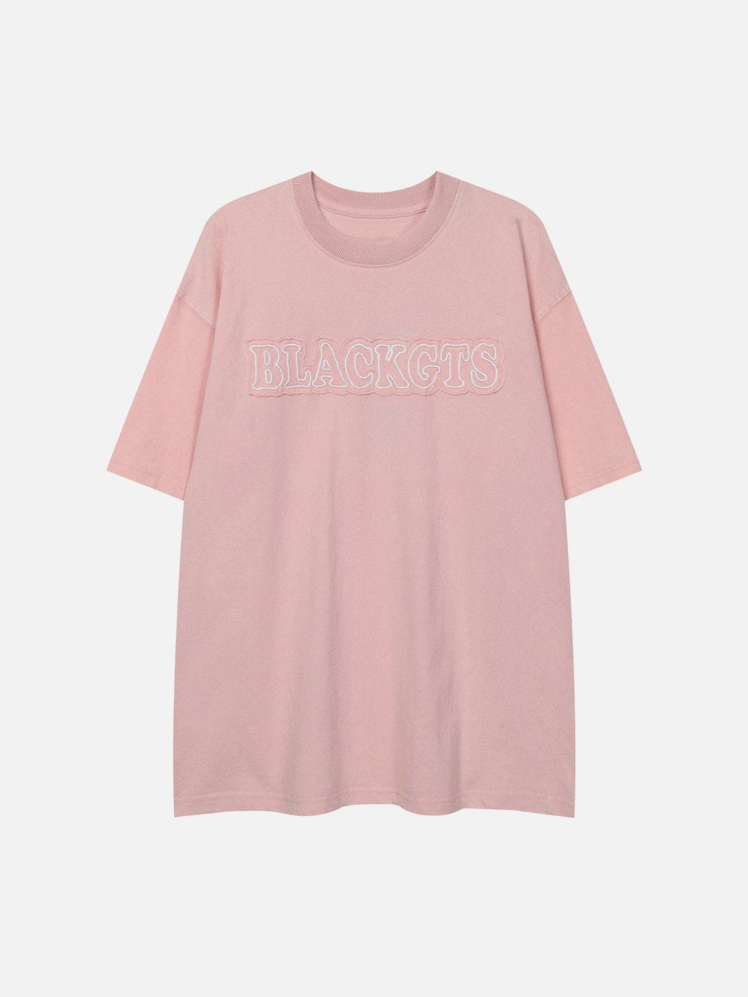 Majesda® - Washed Applique Embroidery Letter Tee- Outfit Ideas - Streetwear Fashion - majesda.com