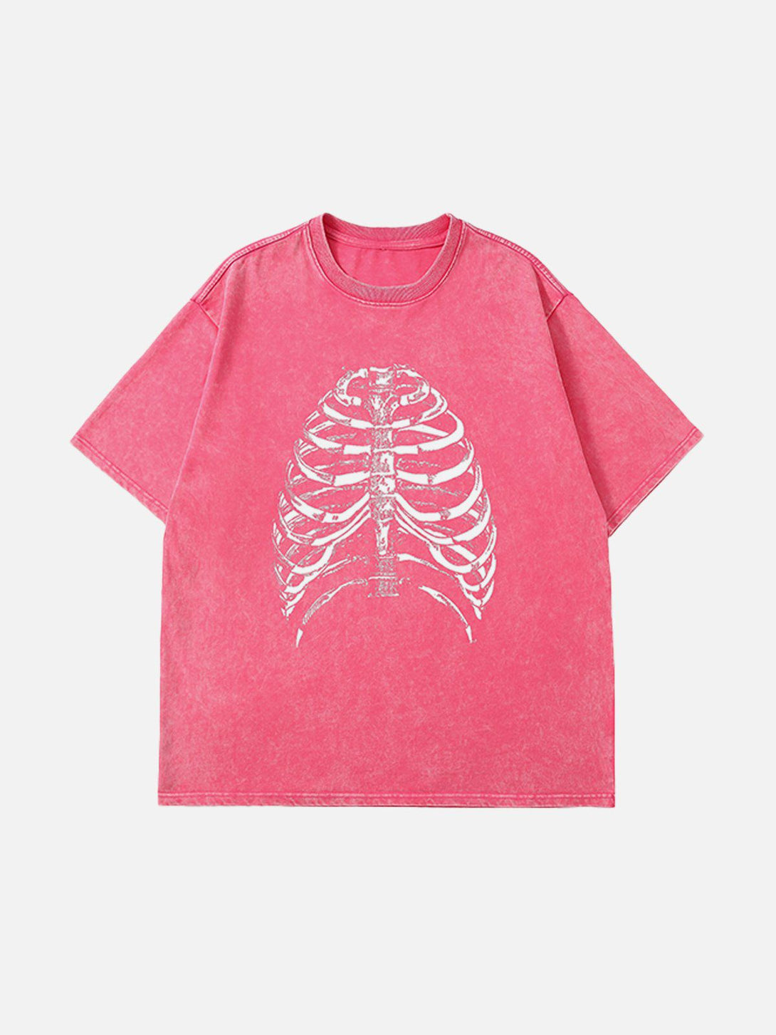 Majesda® - Washed Body Skeleton Print Tee- Outfit Ideas - Streetwear Fashion - majesda.com