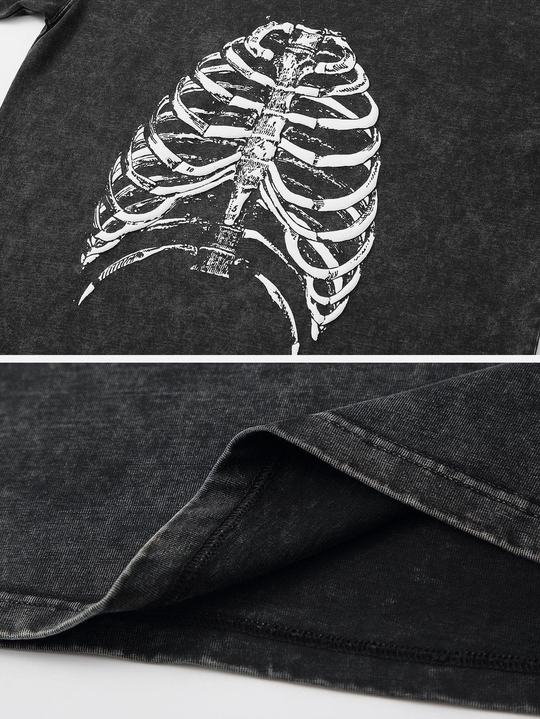 Majesda® - Washed Body Skeleton Print Tee- Outfit Ideas - Streetwear Fashion - majesda.com