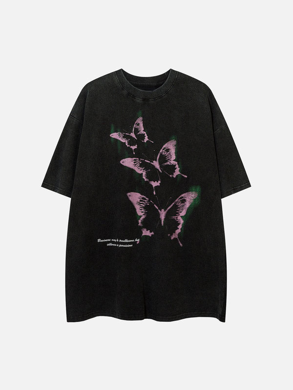 Majesda® - Washed Butterfly Graphic Tee- Outfit Ideas - Streetwear Fashion - majesda.com