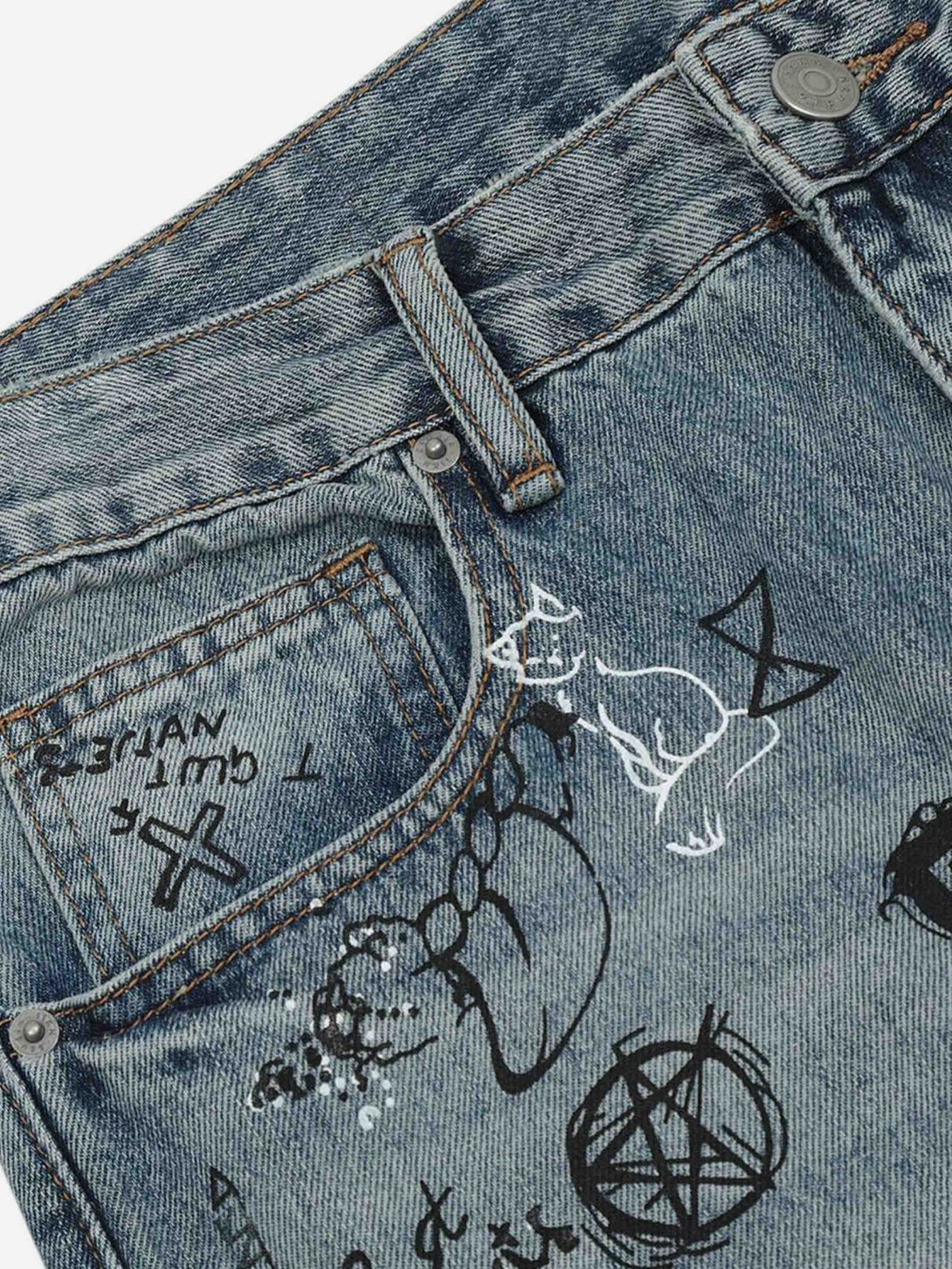 Majesda® - Washed Graffiti Ripped Jeans- Outfit Ideas - Streetwear Fashion - majesda.com