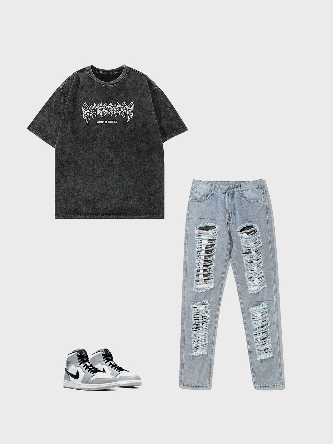 Majesda® - Washed Wings Print Tee- Outfit Ideas - Streetwear Fashion - majesda.com