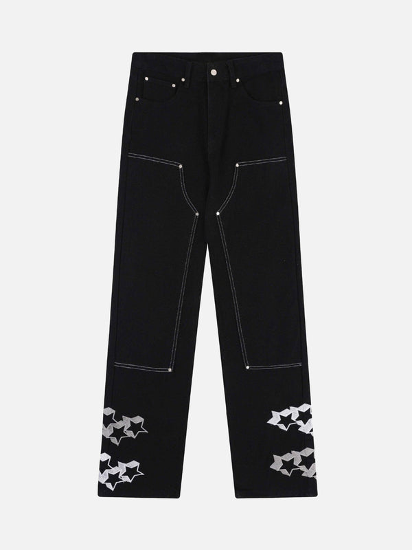 Majesda® - Willow Nail Star Embroidered Jeans- Outfit Ideas - Streetwear Fashion - majesda.com