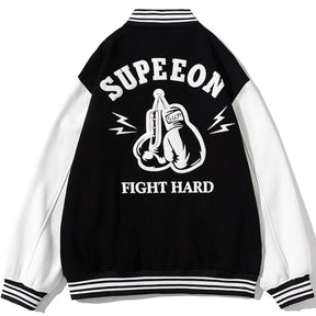 Majesda® - Boxing Set Foam Letters Varsity Jacket outfit ideas, streetwear fashion - majesda.com