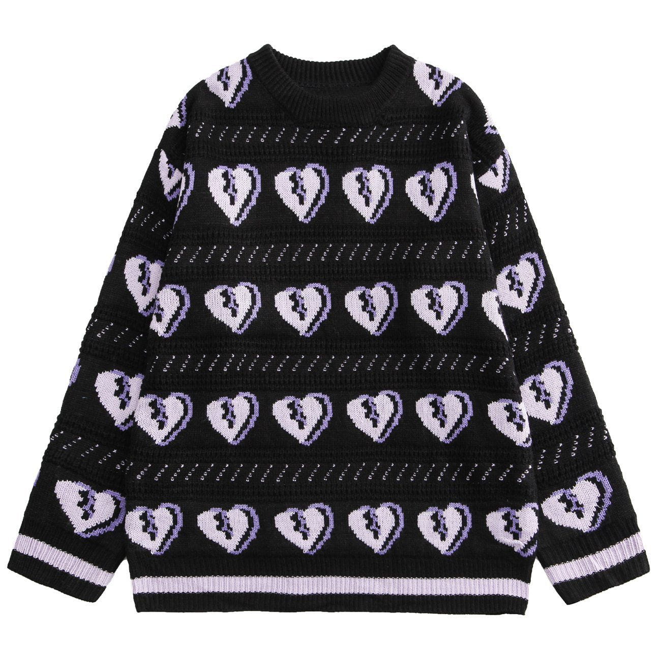 Majesda® - Broken Heart Pattern Knit Sweater outfit ideas streetwear fashion