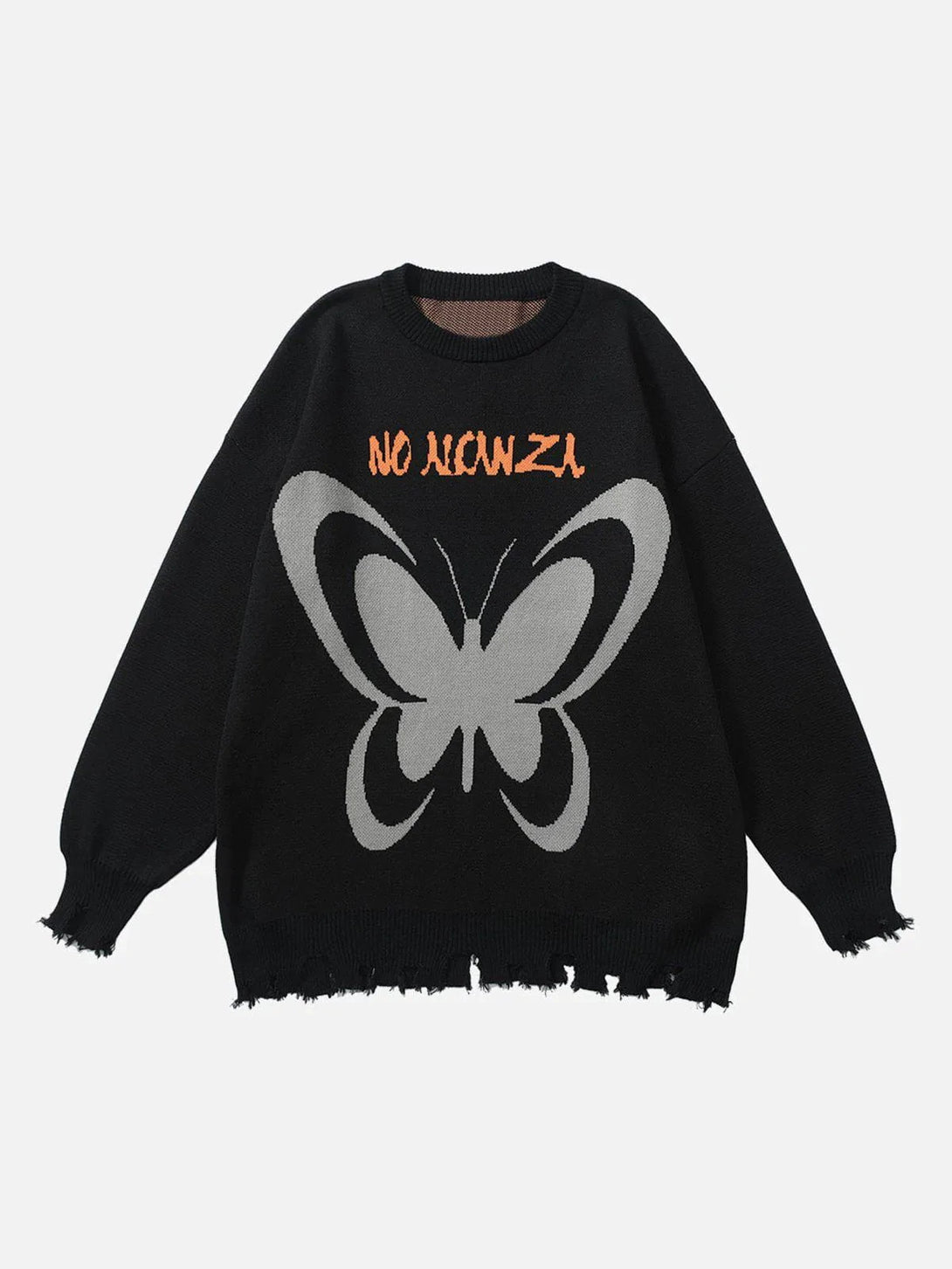 Majesda® - Butterfly Alphabet Print Sweater outfit ideas streetwear fashion
