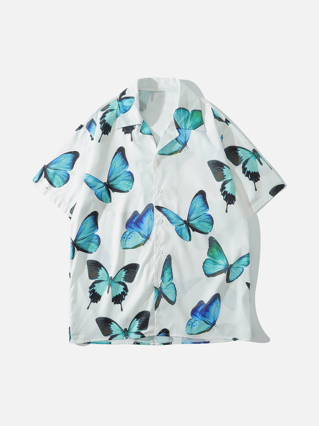Majesda® - Butterfly Print Short Sleeve Shirt outfit ideas streetwear fashion