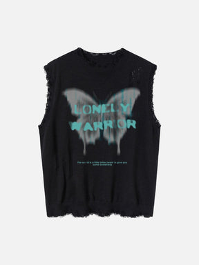 Majesda® - Butterfly Print Sweater Vest outfit ideas streetwear fashion