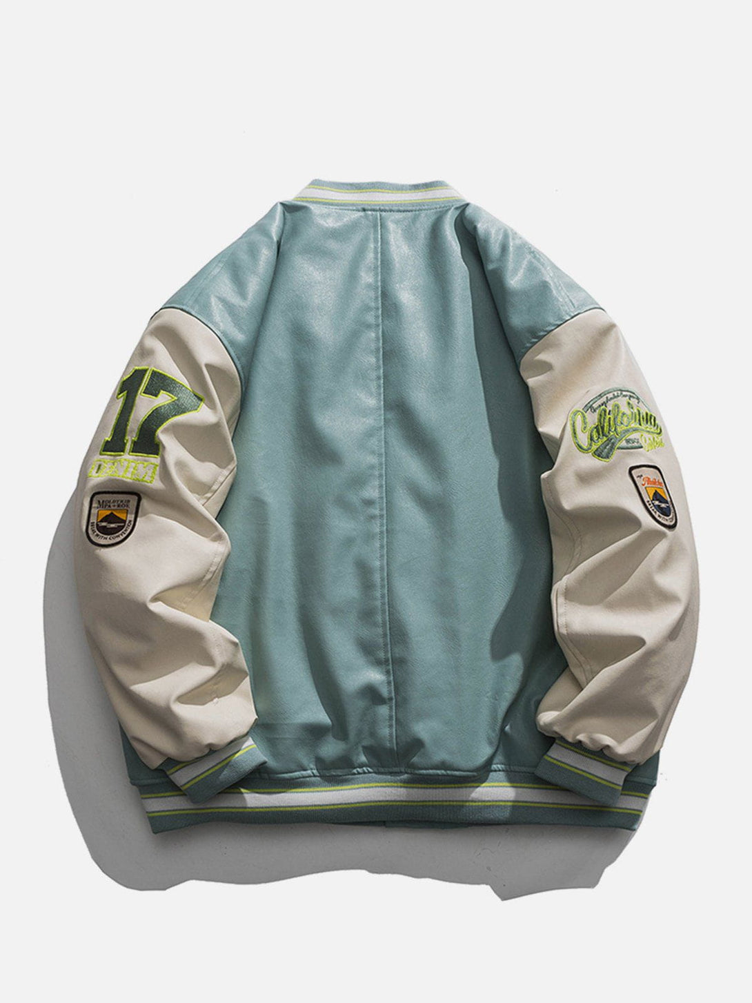 Majesda® - "California" PU Stitching Thicken Varsity Jacket outfit ideas, streetwear fashion - majesda.com