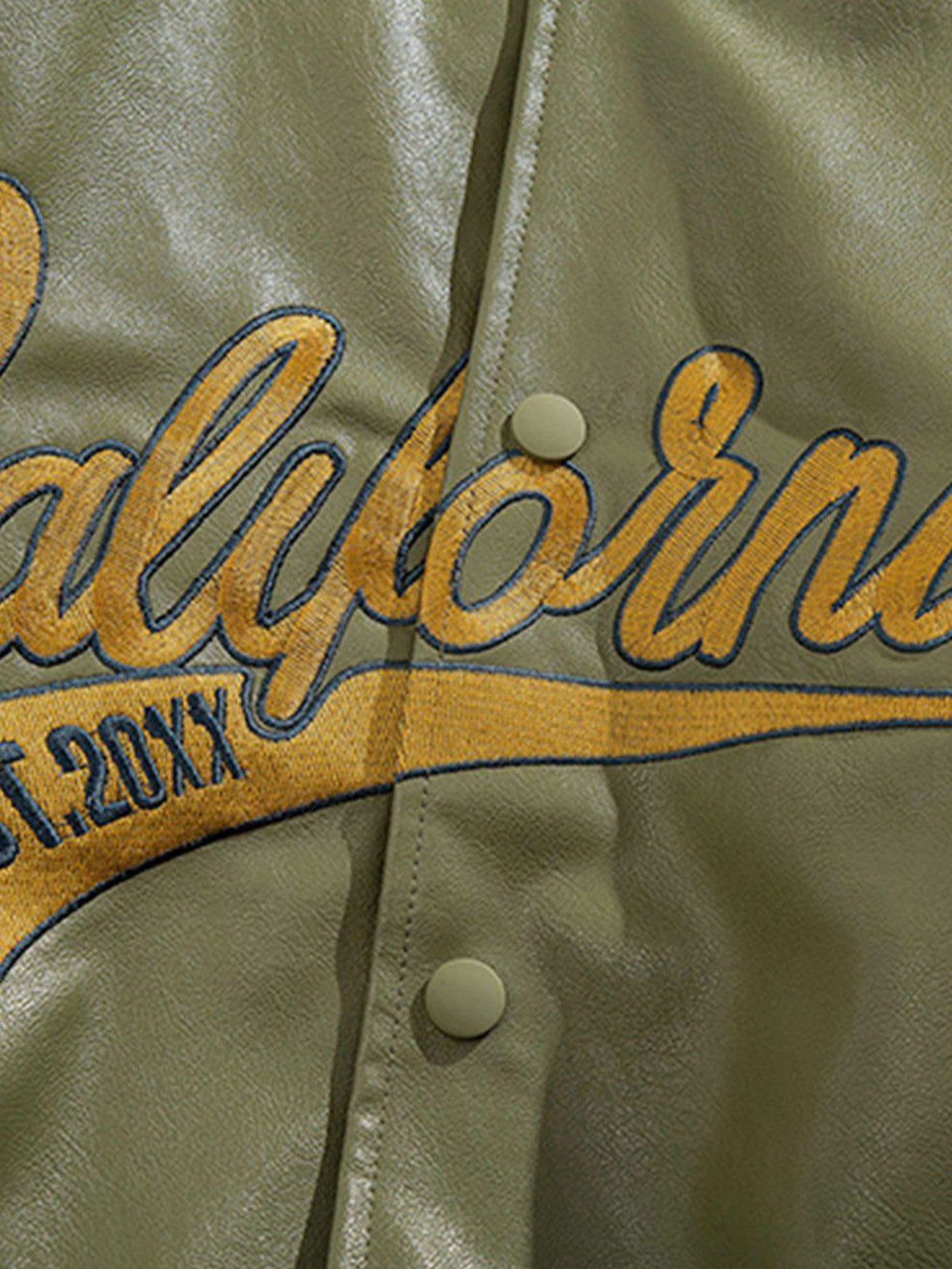 Majesda® - "California" PU Stitching Varsity Jacket outfit ideas, streetwear fashion - majesda.com