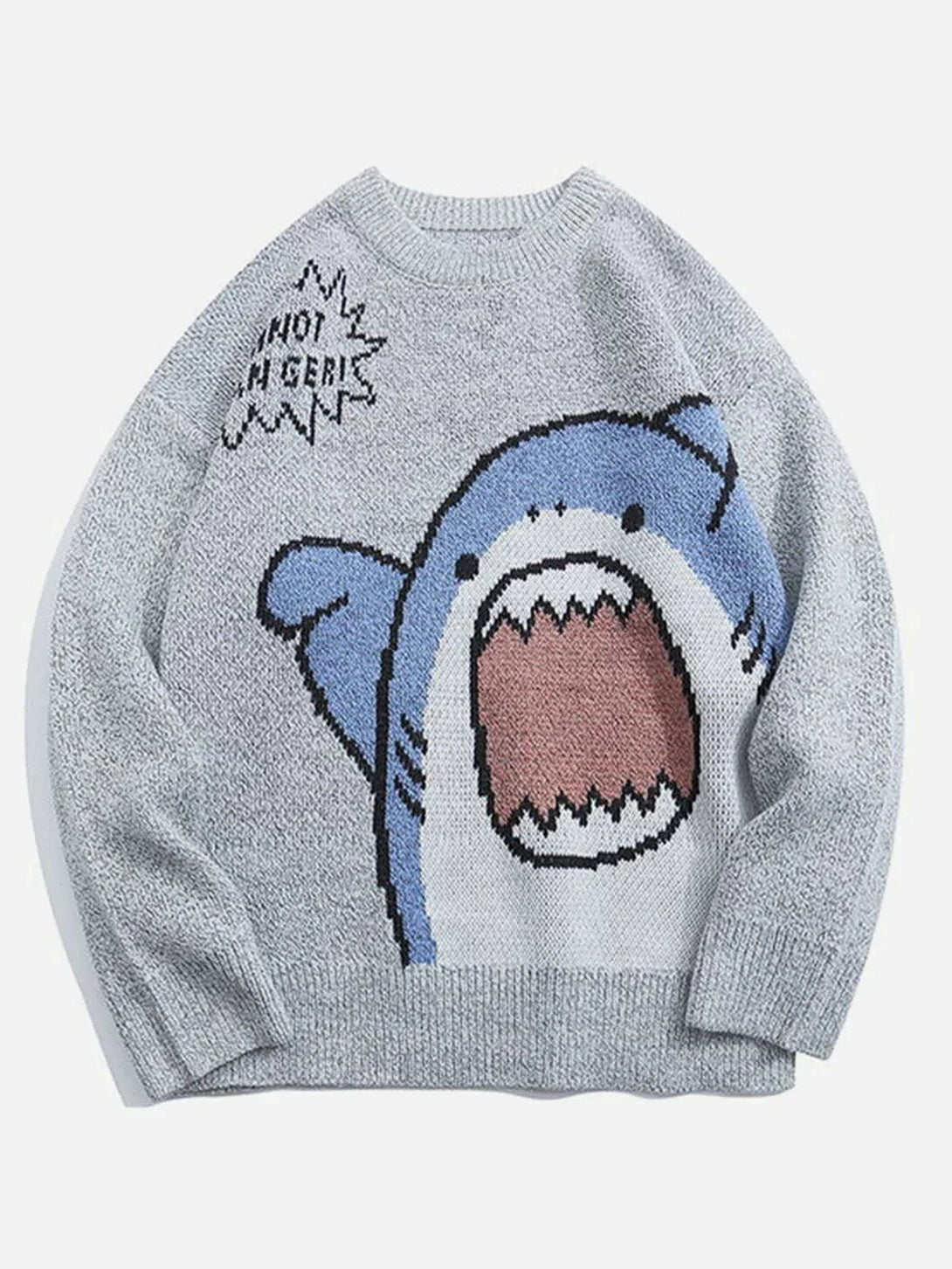 Majesda® - Cartoon Shark Pattern Knitted Sweater outfit ideas streetwear fashion