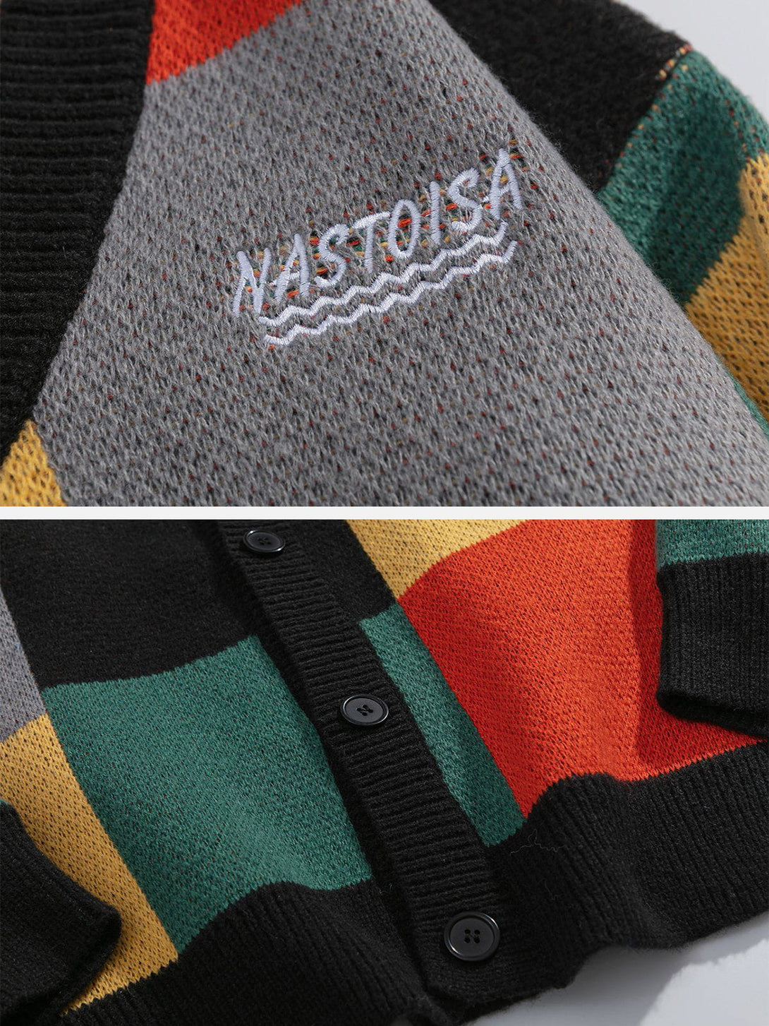 Majesda® - Colorblock Cardigan outfit ideas streetwear fashion
