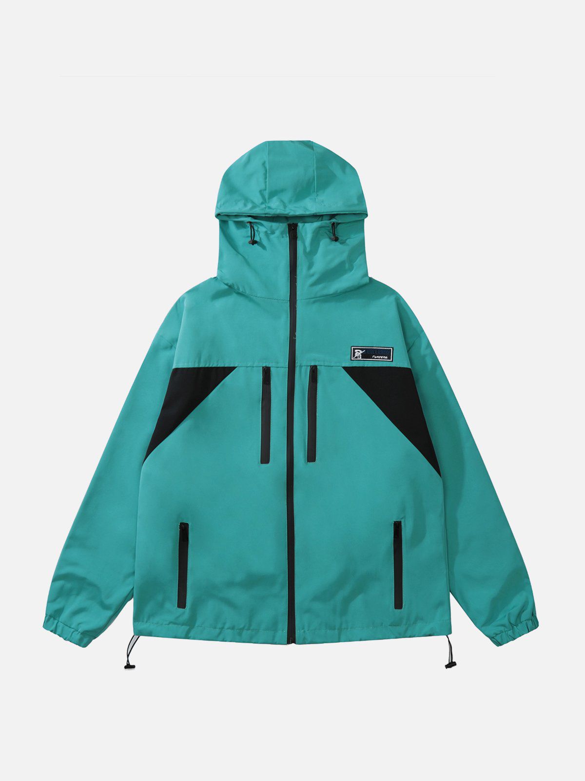 Majesda® - Colorblock Embroidered Hooded Anorak outfit ideas, streetwear fashion - majesda.com
