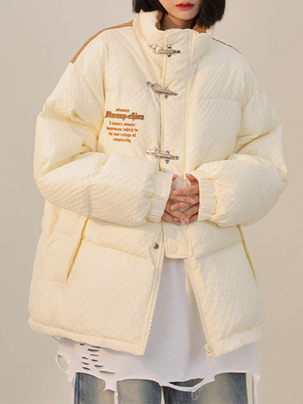 Majesda® - Colorblock Metal Buckle Winter Coat outfit ideas streetwear fashion