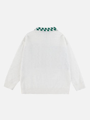 Majesda® - Colorblock Polo Collar Sweater outfit ideas streetwear fashion