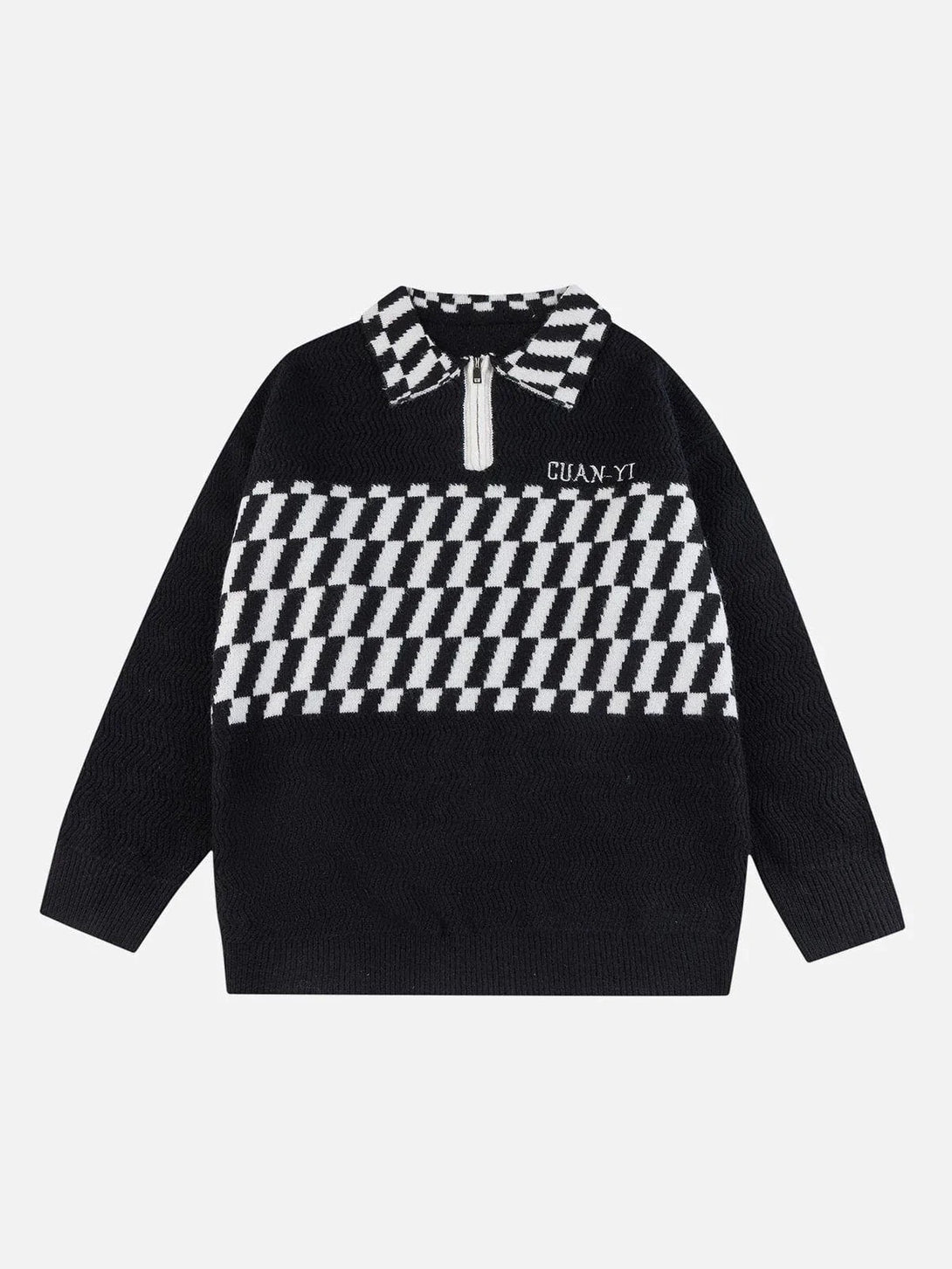 Majesda® - Colorblock Polo Collar Sweater outfit ideas streetwear fashion