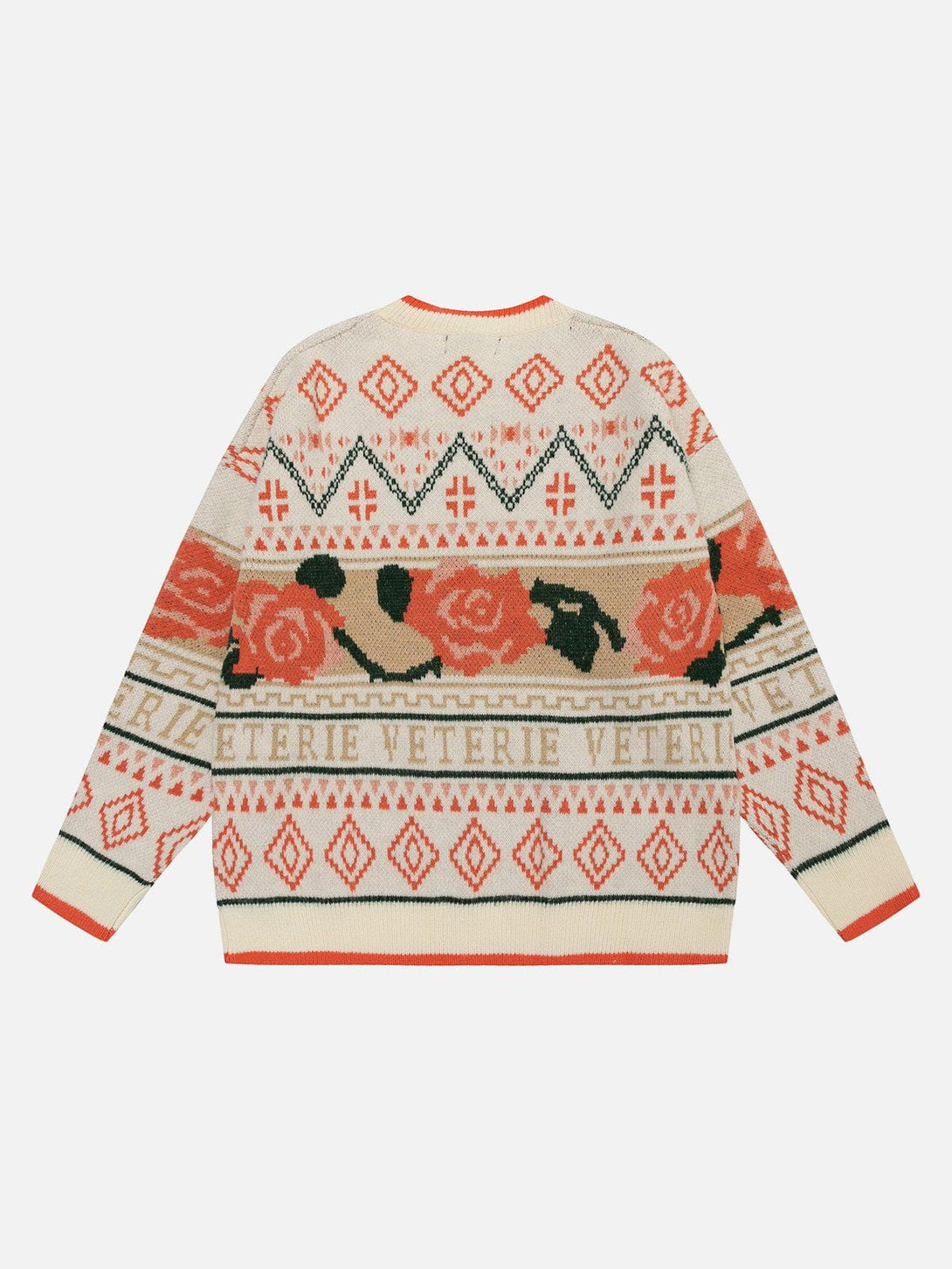 Majesda® - Colorblock Rose Print Sweater outfit ideas streetwear fashion
