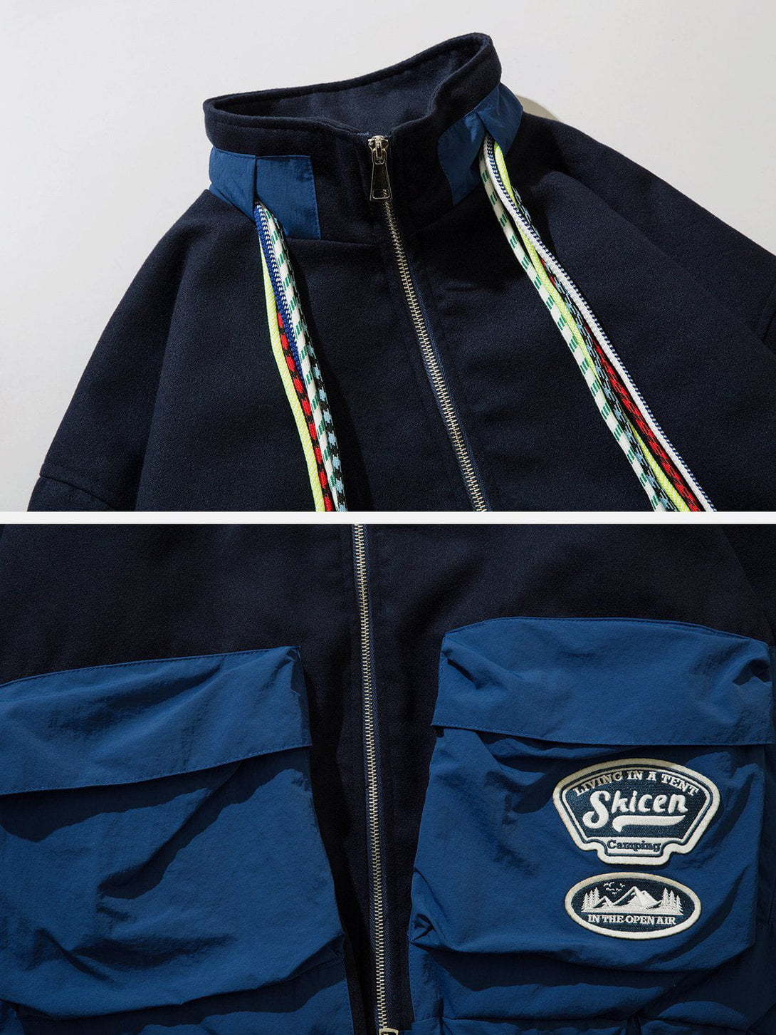 Majesda® - Colorful Ropes Large Pocket Winter Coat outfit ideas streetwear fashion