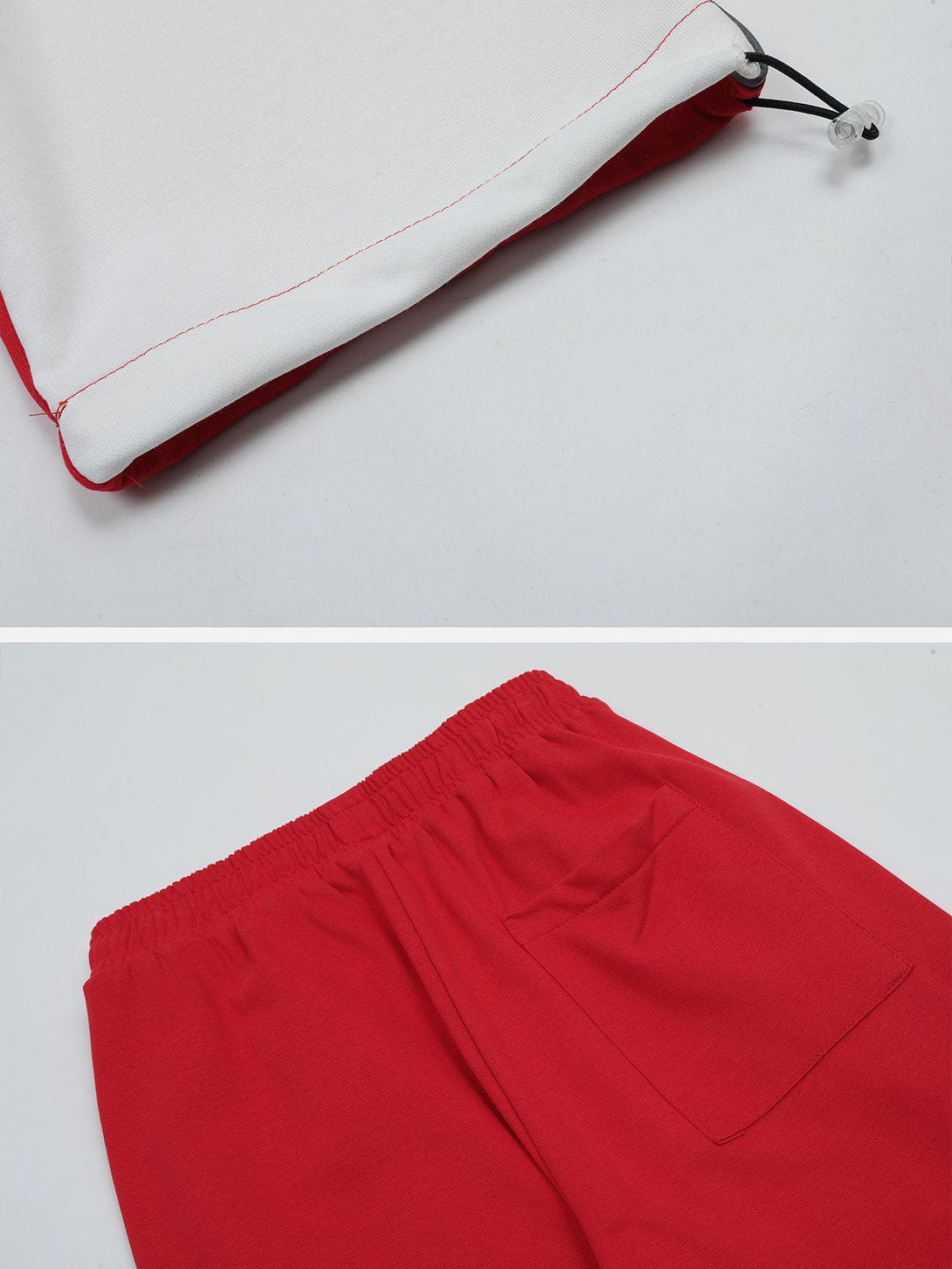Majesda® - Contrast Color Irregular Panel Sweatpants outfit ideas streetwear fashion