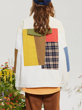 Majesda® - Contrast Color Stitching Jacket outfit ideas, streetwear fashion - majesda.com