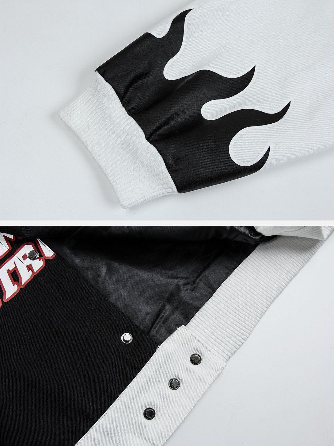 Majesda® - Contrast Flame Racing Jacket outfit ideas, streetwear fashion - majesda.com