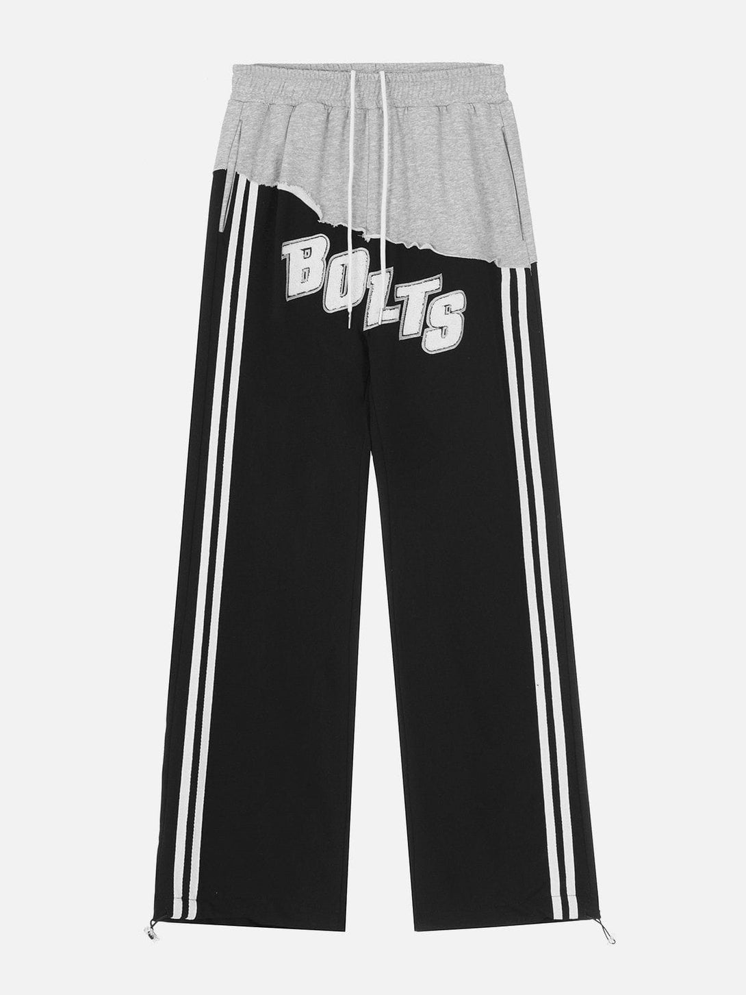 Majesda® - Contrast Panel Lettered Flocked Sweatpants outfit ideas streetwear fashion