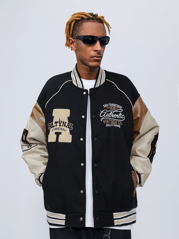 Majesda® - Contrast Stitching Varsity Jacket outfit ideas streetwear fashion