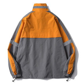 Majesda® - Contrasting Color Stitching Stand-up Collar Jacket outfit ideas, streetwear fashion - majesda.com
