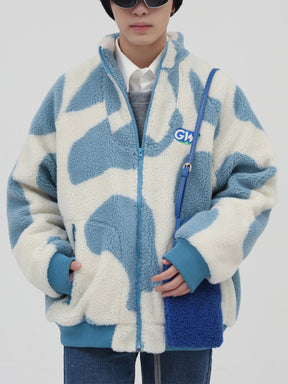 Majesda® - Cows Graphic Sherpa Coat outfit ideas, streetwear fashion - majesda.com