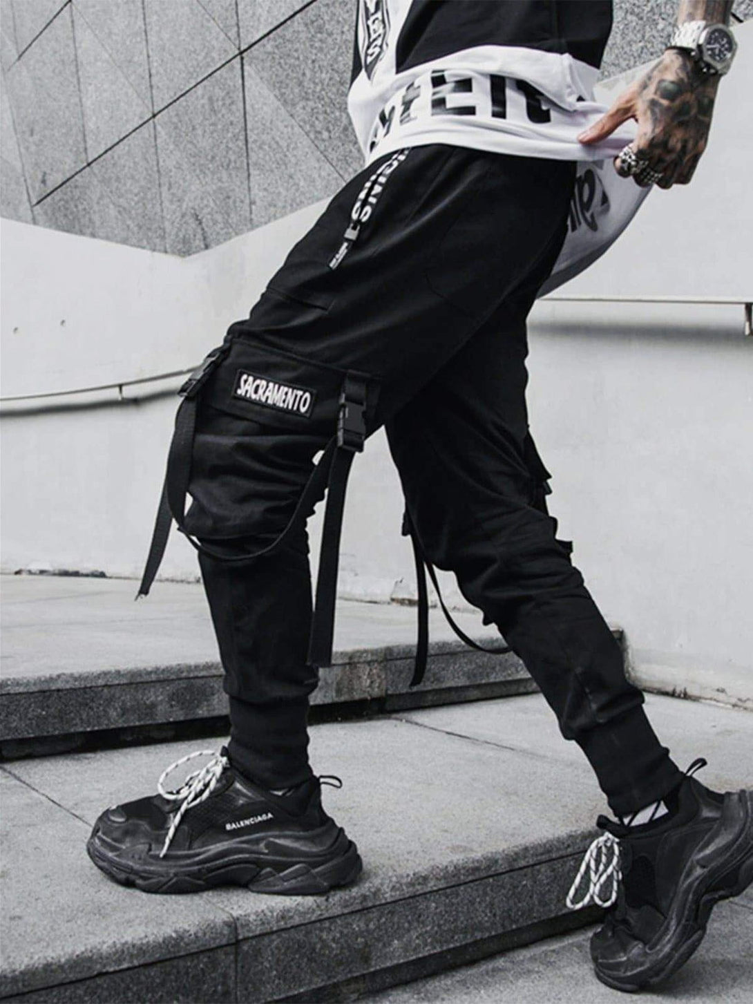 Majesda® - “Crescent” Street Joggers outfit ideas streetwear fashion