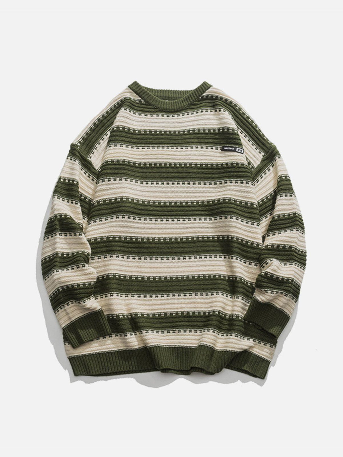 Majesda® - Crewneck Striped Sweater outfit ideas streetwear fashion
