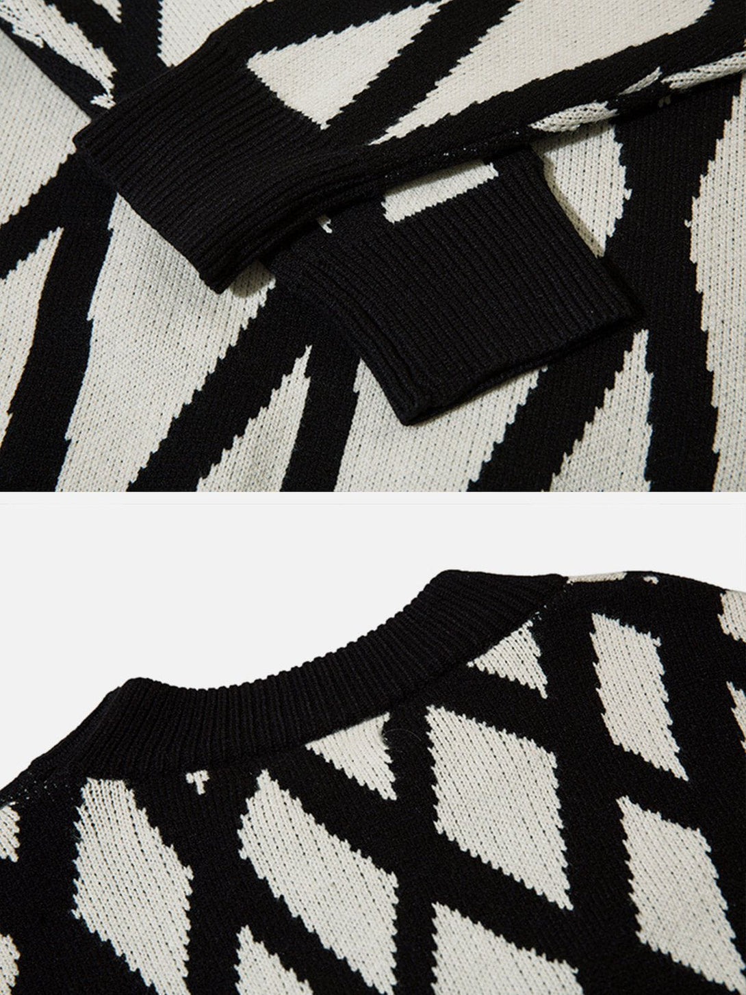 Majesda® - Crossover Mesh Jacquard Knit Sweater outfit ideas streetwear fashion
