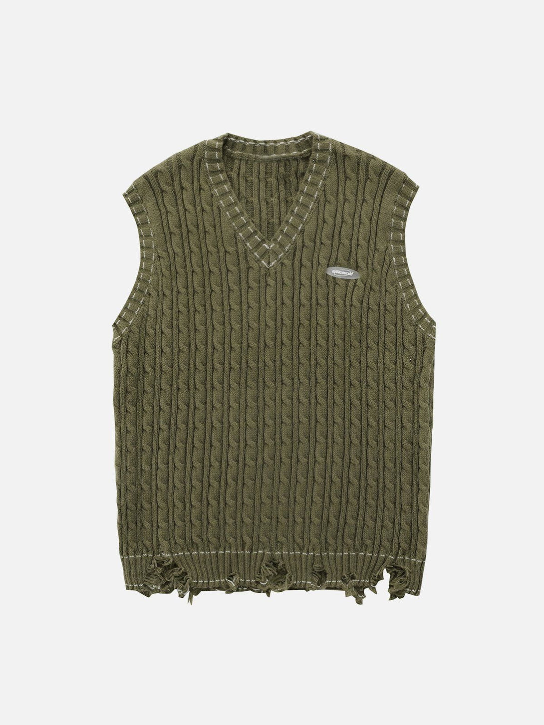 Majesda® - Cut Hem Sweater Vest outfit ideas streetwear fashion