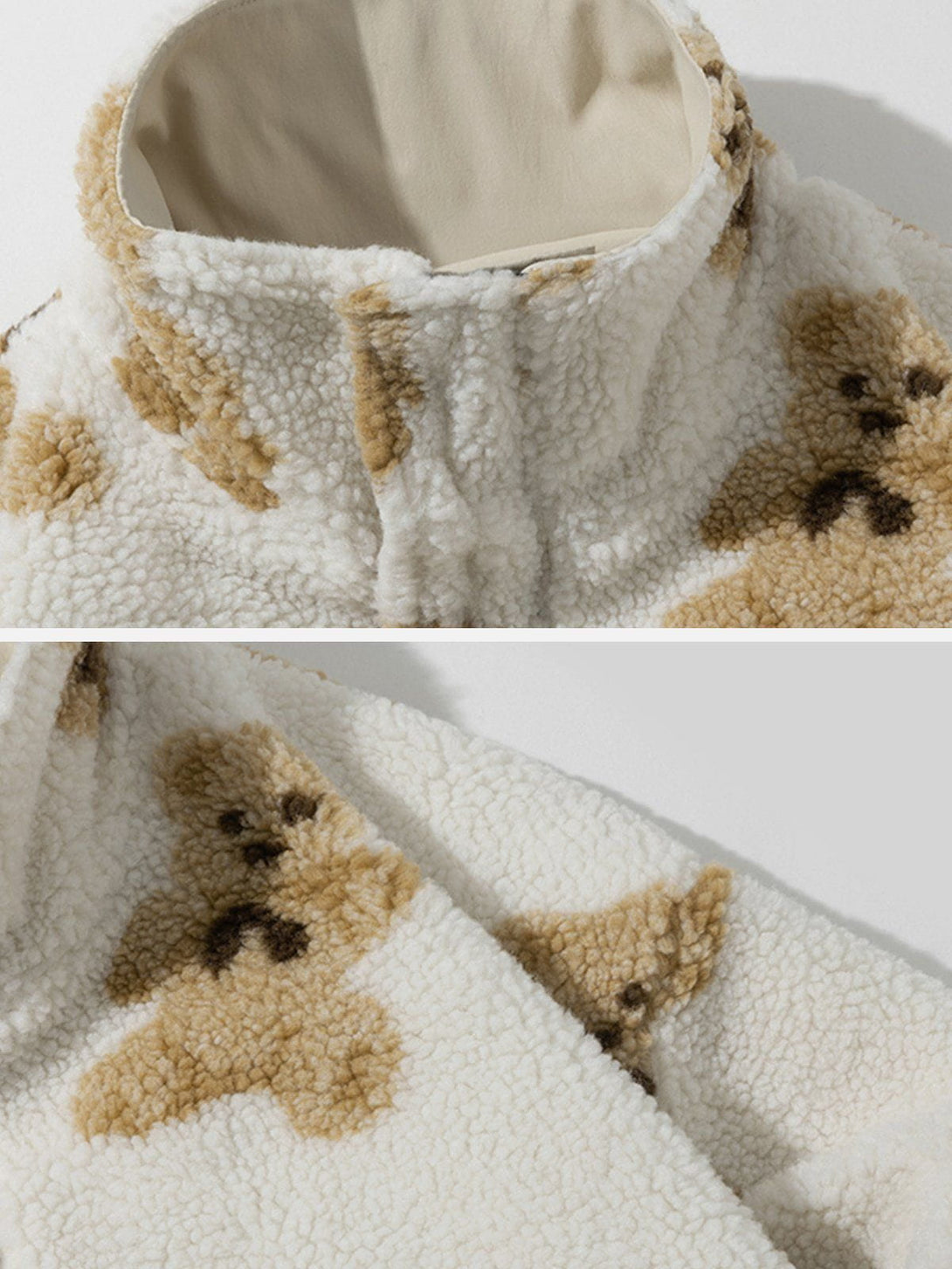 Majesda® - Cute Bear Reversible Sherpa Coat outfit ideas streetwear fashion